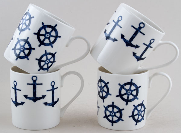 Mugs Nautical set of 4